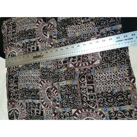 Vintage Maxx FM Men Large Button Up Short Sleeve Shirt Black Printed Lightweight - Picture 5 of 5